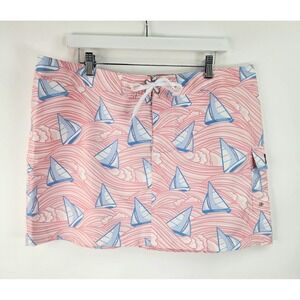 Vineyard Vines Board Skirt Women's 16 Overboard Blue Pink Sailboat Ocean Preppy